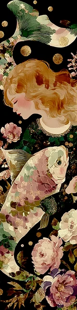 Free mermaid bookmark featuring a green mermaid tail with a fish